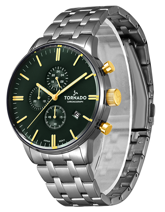 Buy CLASSIC Chronograph Watch Green Silver Online Watch india Tornado watches Tornado Store Kuwait